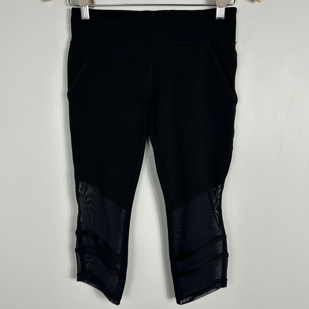 Lululemon Ivivva Black Mesh Panel Crop Leggings Girls Size 14 Style IG63005 Pant